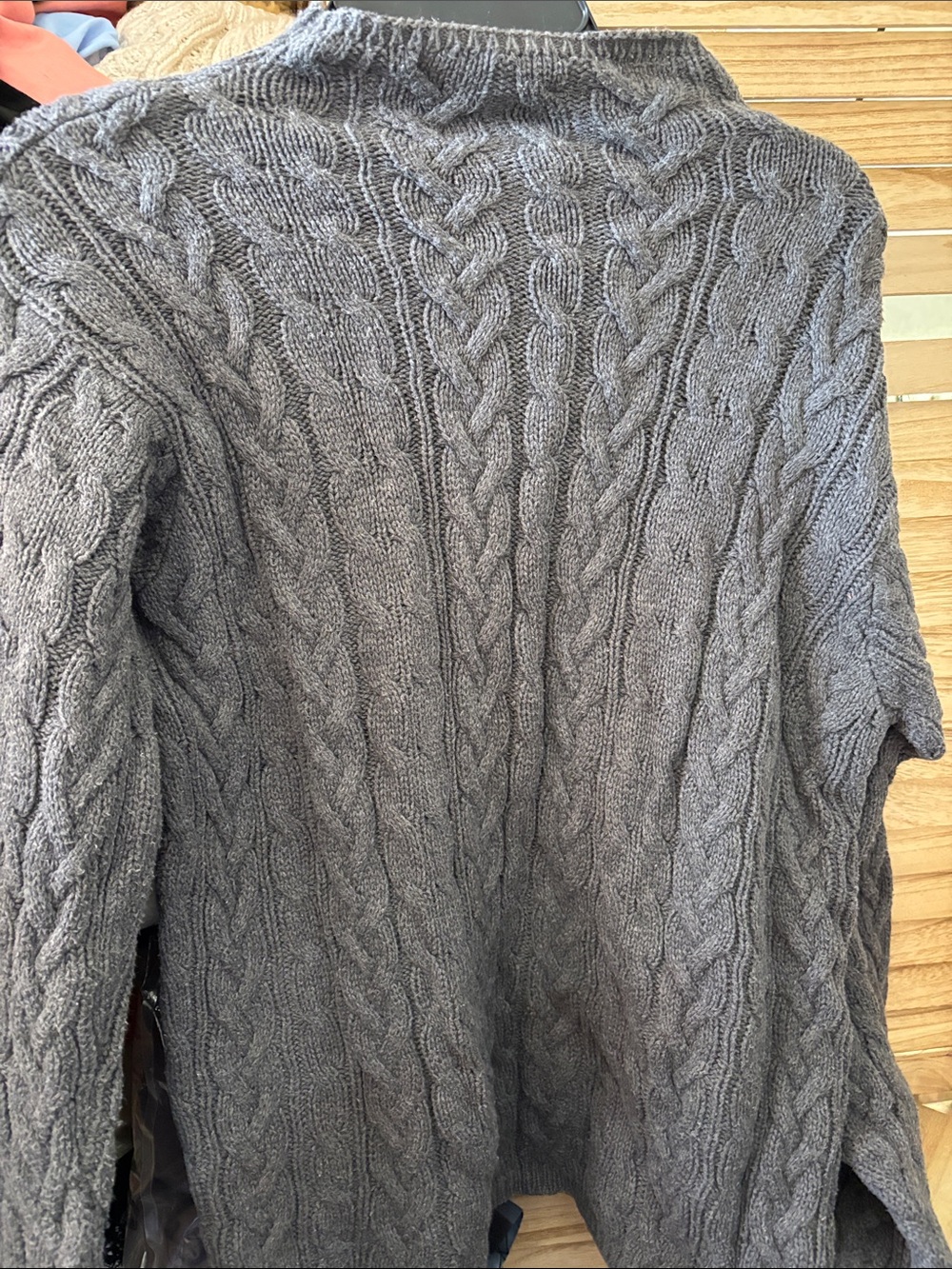 JEANNE PIERRE Gray Cable Knit Mock Neck Sweater Medium